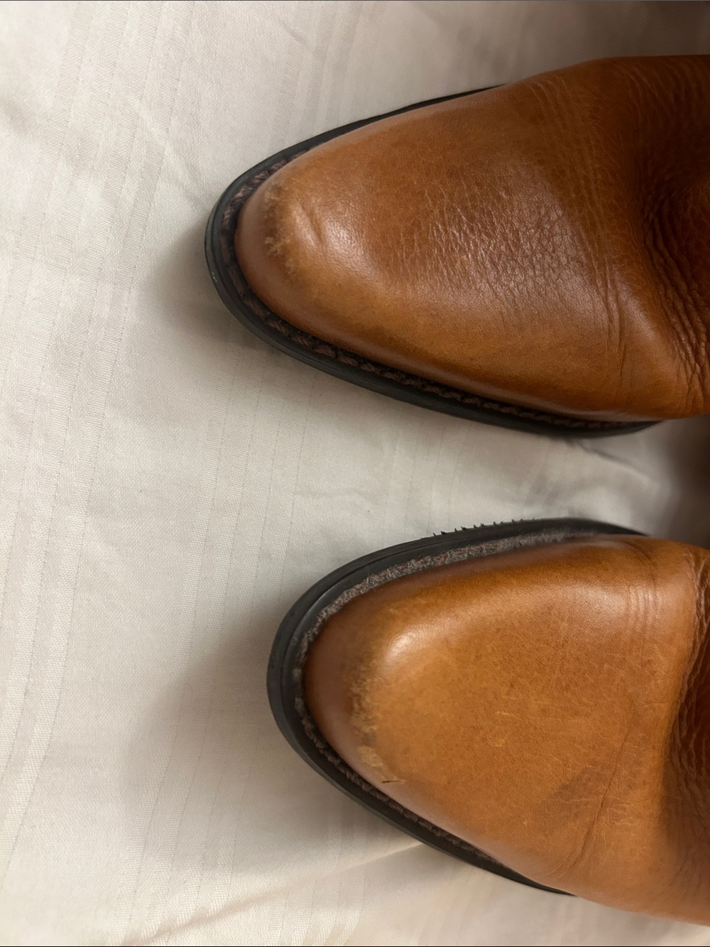White Mountain Cognac Genuine Leather Mid-Calf Heeled Boots - Picture 4 of 7